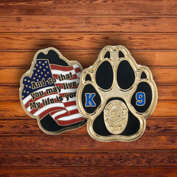 Sentimental custom coins - K9 Challenge Coin
